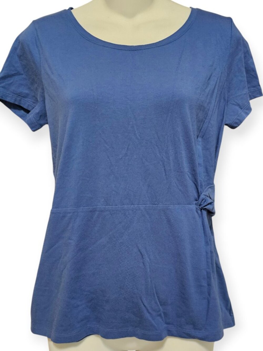 Lands' End Side Knot Tee Women’s Small Blue Short Sleeve Peplum Top